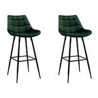 Artiss Kitchen Bar Stools Velvet Bar Stool Counter Chairs Metal Barstools Green