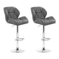 Artiss 2x Bar Stools Gas Lift Kitchen Swivel Chairs Leather Chrome Grey