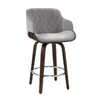 Artiss 1x Kitchen Bar Stools Wooden Bar Stool Chairs Swivel Velvet Fabric Grey