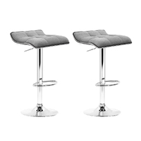 Artiss 2x Fabric Bar Stools Swivel Bar Stool Dining Chairs Gas Lift Kitchen Grey