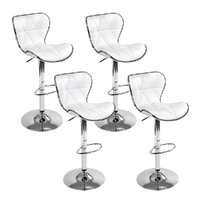 Artiss Set of 4 PU Leather Patterned Bar Stools - White and Chrome