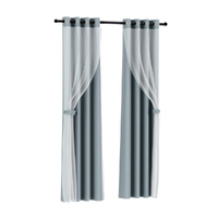 Artiss 2X 132x160cm Blockout Sheer Curtains Light Grey