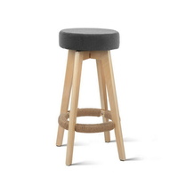 Artiss 2x Kitchen Bar Stools Wooden Bar Stool Swivel Barstools Counter Chairs 74cm Fabric Grey