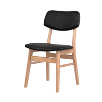 Artiss Set of 2 Wood & PVC Dining Chairs - Black
