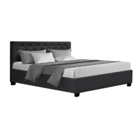 Artiss Queen Size Gas Lift Bed Frame Base With Storage Mattress Charcoal Fabric VILA