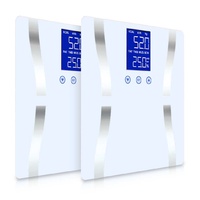SOGA 2x Digital Body Fat Scale Bathroom Scales Weight Gym Glass Water LCD Electronic White