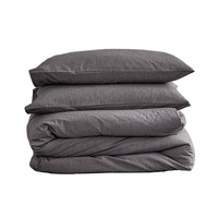 Cosy Club Duvet Cover Quilt Set Flat Cover Pillow Case Essential Black Double
