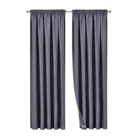 Artqueen 2X Pinch Pleat Pleated Blockout Curtains Dark Grey 180cmx213cm