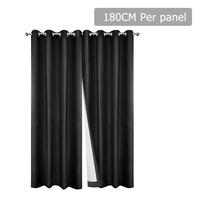 Art Queen 2 Panel 180 x 230cm Eyelet Blockout Curtains - Black
