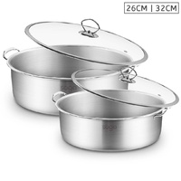 SOGA Stainless Steel 26cm 32cm Casserole With Lid Induction Cookware