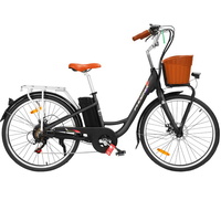 Phoenix 26" Electric Bike eBike e-Bike City Bicycle Vintage Style LG Battery Motorized Basket Black