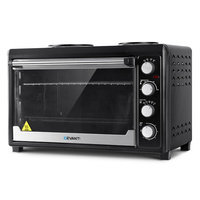 Devanti Electric Convection Oven Benchtop Rotisserie Grill 60L Hotplate Black