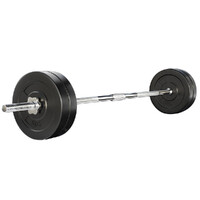 28KG Barbell Weight Set Plates Bar Bench Press Fitness Exercise Home Gym 168cm