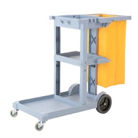 SOGA 3 Tier Multifunction Janitor Cleaning Waste Cart Trolley and Waterproof Bag