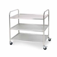 SOGA 3 Tier 81x46x85cm Stainless Steel Kitchen Dinning Food Cart Trolley Utility Round Small