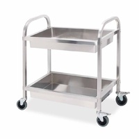 SOGA 2 Tier 75?40?83cm Stainless Steel Kitchen Trolley Bowl Collect Service Food Cart Small