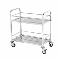 SOGA 2 Tier 75x40x84cm Stainless Steel Drink Wine Food Utility Cart Small