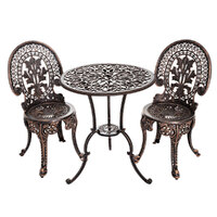 Gardeon 3PC Patio Furniture Outdoor Bistro Set Dining Chairs Aluminium Bronze
