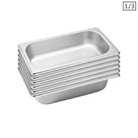 SOGA 6X Gastronorm GN Pan Full Size 1/3 GN Pan 6.5 cm Deep Stainless Steel Tray