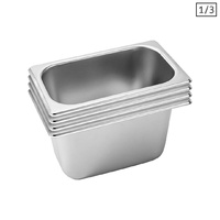 SOGA 4X Gastronorm GN Pan Full Size 1/3 GN Pan 15cm Deep Stainless Steel Tray