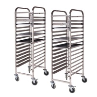 SOGA 2X Gastronorm Trolley 16 Tier Stainless Steel Cake Bakery Trolley Suits 60*40cm Tray