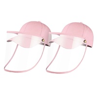 2X Outdoor Protection Hat Anti-Fog Pollution Dust Saliva Protective Cap Full Face HD Shield Cover Kids Pink