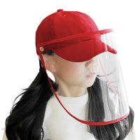 Outdoor Protection Hat Anti-Fog Pollution Dust Saliva Protective Cap Full Face HD Shield Cover Kids Red
