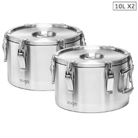 SOGA 2x 304 10L Stainless Steel Insulated Food Carrier Food Warmer