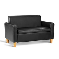 Keezi Storage Kids Sofa Children lounge Chair Couch PU Leather Padded Black