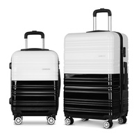 Wanderlite 2 Piece Lightweight Hard Suit Case Luggage Black & White