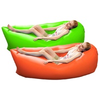 2X Fast Inflatable Sleeping Bag Lazy Air Sofa Orange/Green