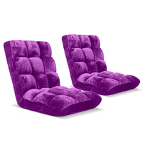 SOGA Floor Recliner Folding Lounge Sofa Futon Couch Folding Chair Cushion Purple x2