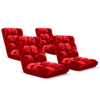 SOGA Floor Recliner Folding Lounge Sofa Futon Couch Folding Chair Cushion Red x4