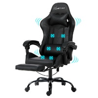 Artiss Massage Gaming Chair 6 Point PU Leather Black