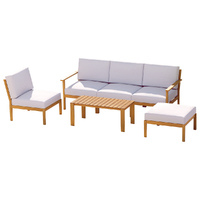 Gardeon 6pcs Outdoor Sofa Set 5-Seater Couch Lounge Setting Acacia wood