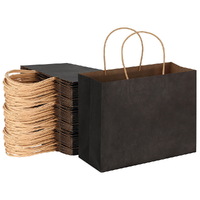 50pcs Bulk Paper Bags Pack Shopping Retail Gift Bags Reusable Soft Handle Black
