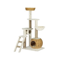 i.Pet Cat Tree 138cm Tower Scratching Post Scratcher Wood Bed Condo House Rattan Ladder