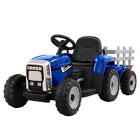Rigo Ride On Car Tractor Trailer Toy Kids Electric Cars 12V Battery Blue