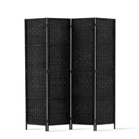 Artiss 4 Panel Room Divider Screen Privacy Timber Foldable Dividers Stand Black