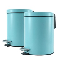 SOGA 2X 12L Foot Pedal Stainless Steel Rubbish Recycling Garbage Waste Trash Bin Round Blue