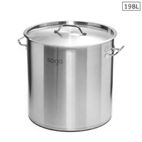 SOGA Stock Pot 198L Top Grade Thick Stainless Steel Stockpot 18/10