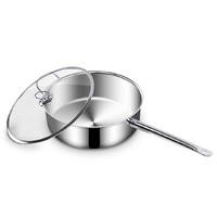 SOGA Stainless Steel 26cm Saucepan With Lid Induction Cookware Triple Ply Base