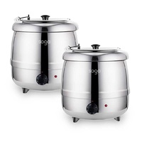 SOGA 2X 10L Soup Kettle Commercial Soup Pot Electric Soup Maker Stainless Steel
