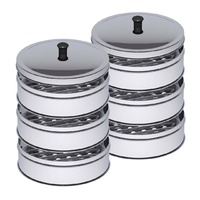 SOGA 2X 3 Tier Stainless Steel Steamers With Lid Work inside of Basket Pot Steamers 25cm