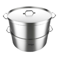 SOGA Food Steamer 50cm Commercial 304 Top Grade Stainless Steel 2 Tiers