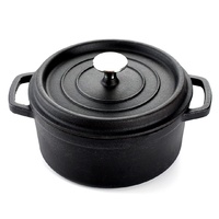 SOGA Cast Iron 24cm Enamel Porcelain Stewpot Casserole Stew Cooking Pot With Lid 3.6L Black