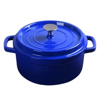 SOGA Cast Iron 24cm Enamel Porcelain Stewpot Casserole Stew Cooking Pot With Lid 3.6L Blue