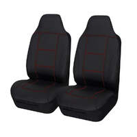 Universal Lavish Front Seat Covers Size 60/25 | Black/Red Stitching