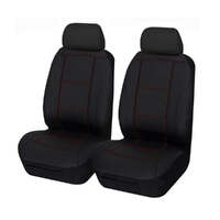 Universal Lavish Front Seat Covers Size 30/35 | Black/Red Stitching