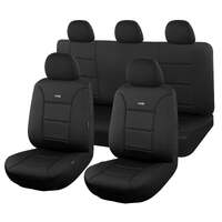 Seat Covers for NISSAN NAVARA D23 SERIES 3 NP300 11/2017 - 11/2020 DUAL CAB FR BLACK SHARKSKIN